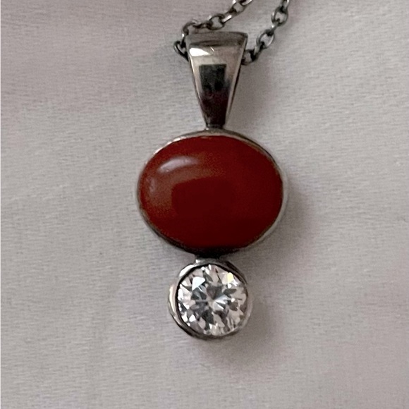 Peyote Bird Coral and Faceted White Topaz totem set - Picture 3 of 8